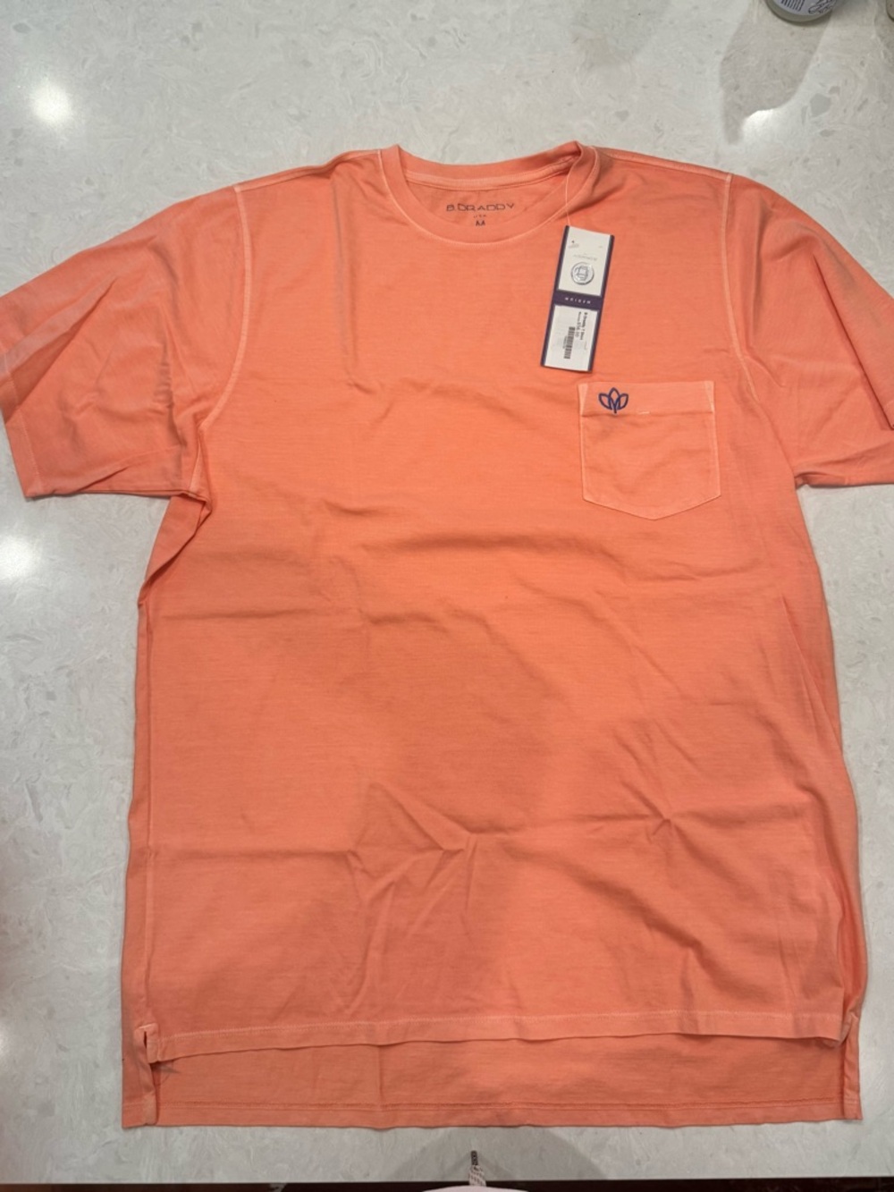 B.Draddy 100% Pima cotton Coral Short Sleeve Pocket Tee